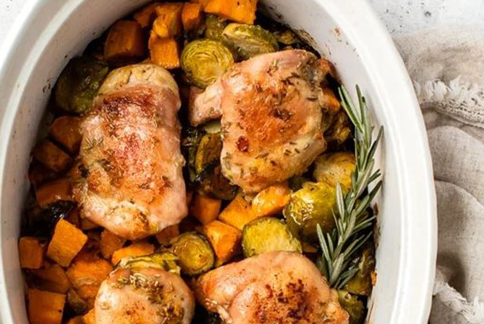 chicken thighs with brussels