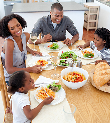 family eating dinner