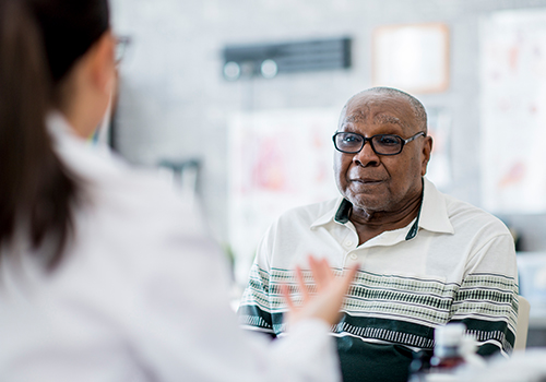 Patient speaking with doctor