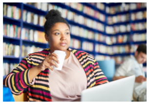 woman in library